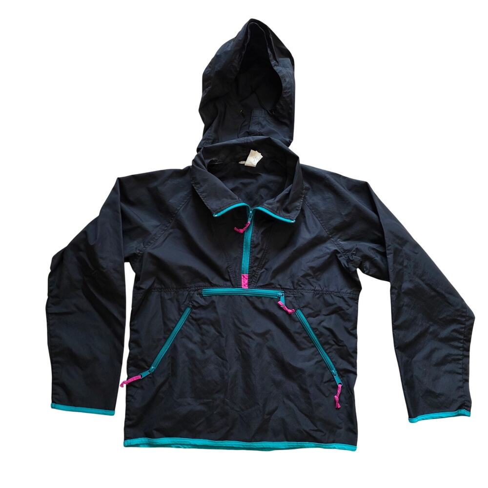 Sierra Designs‎ Vintage Anorak Windbreaker Jacket Black Teal Pink Womens Small